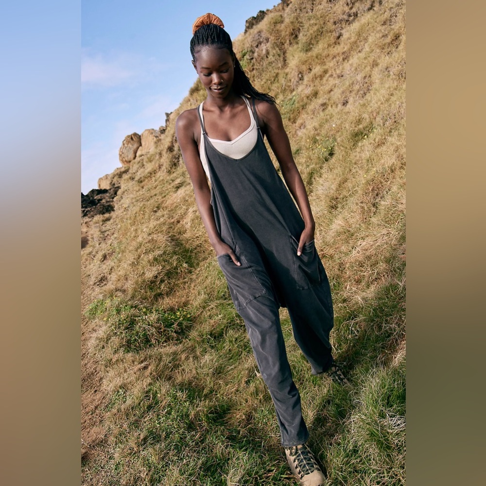 Free People Hot Shot Onesie - Washed Black